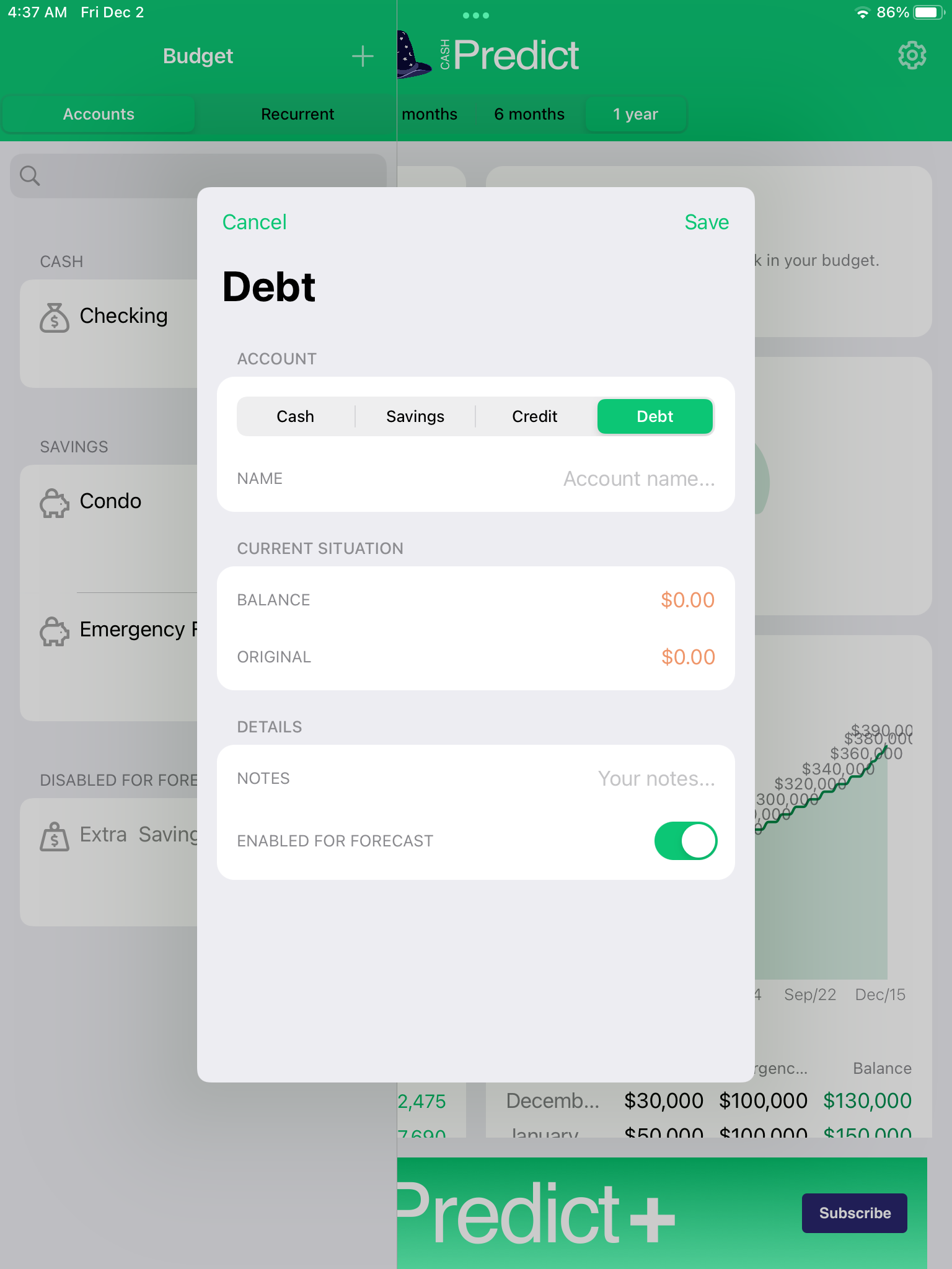 Cash Predict | Input Debt | GiveMeApps