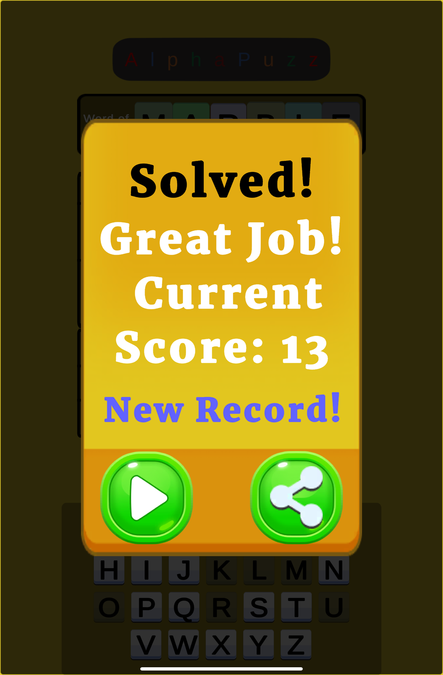 Alphapuzz iPhone iPad App Review - Winning The Game