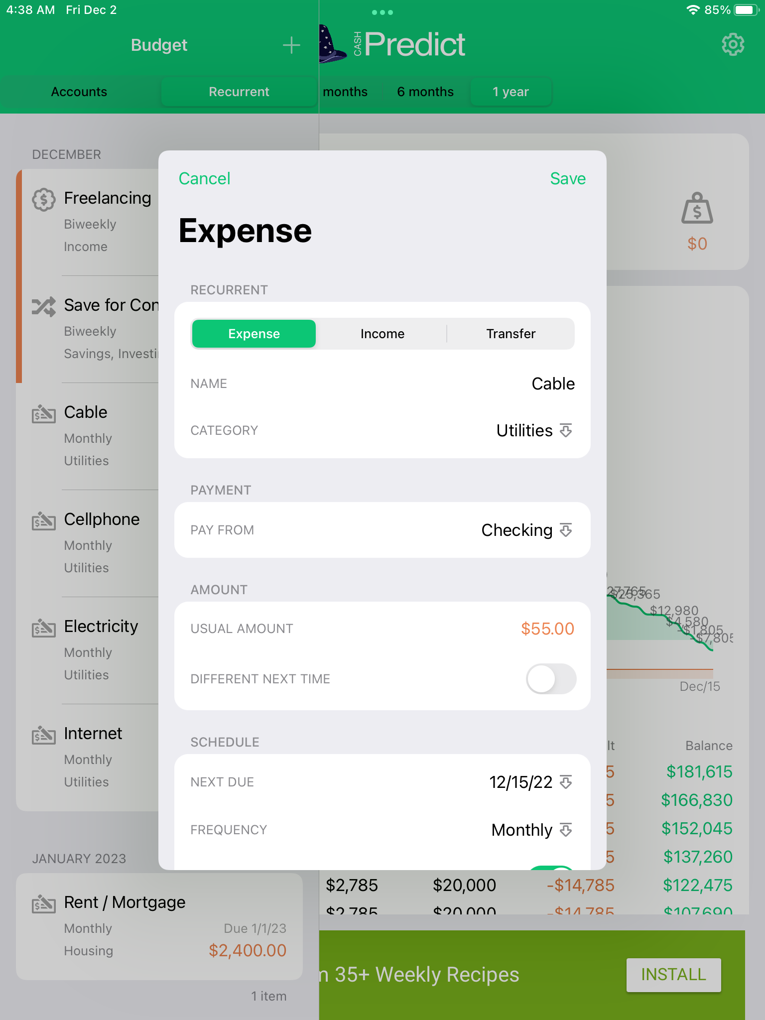 Cash Predict | Input Expenses | GiveMeAppps