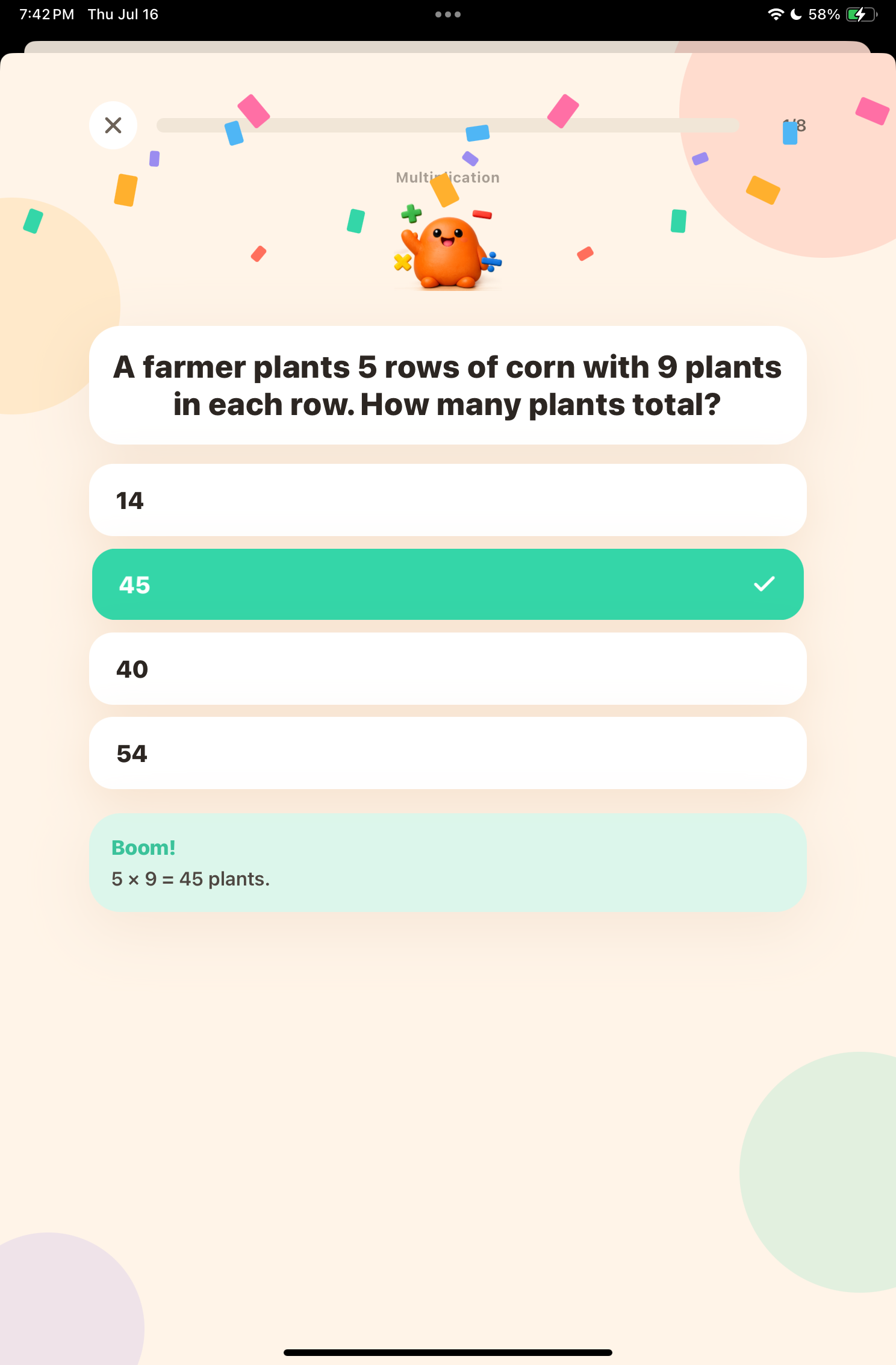Numo: Math Buddy Tutor - Correct Answer Display
