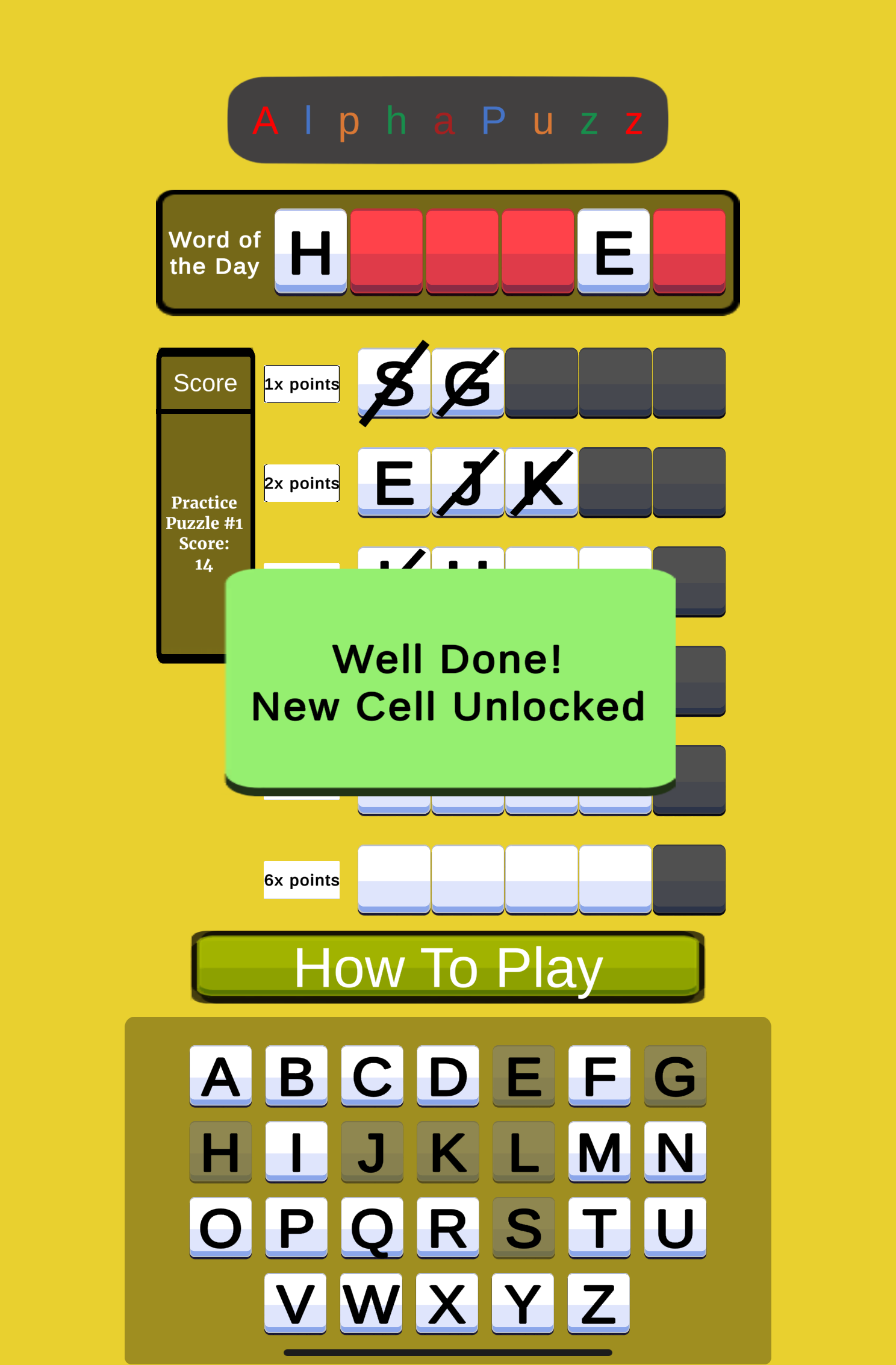 Alphapuzz iPhone iPad App Review - Choosing Correct Letters Unlocks Cells